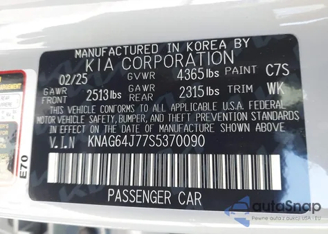 2025 Kia K5 Gt-Line from USA, damaged, VIN KNAG64J77S5370090